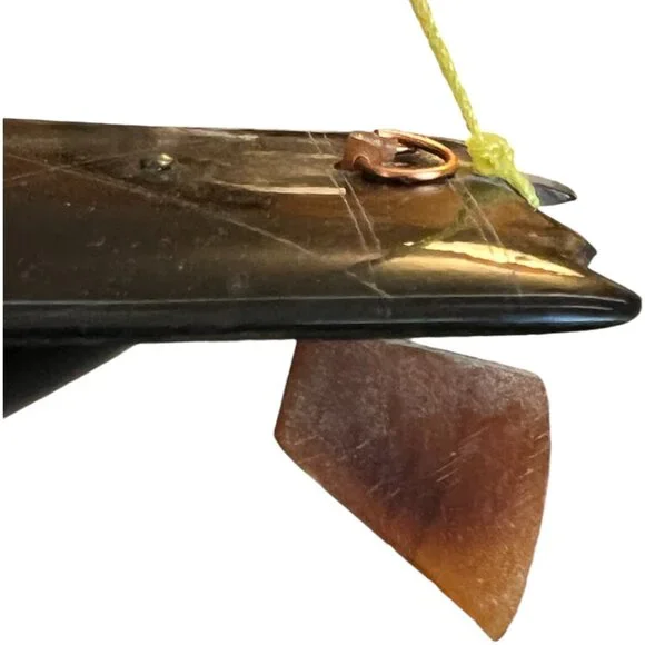 Rare! Large Vtg Bone and Horn Sailboat Hand-Engraved Inlay 17.5" long x 12" tall - Picture 8 of 14